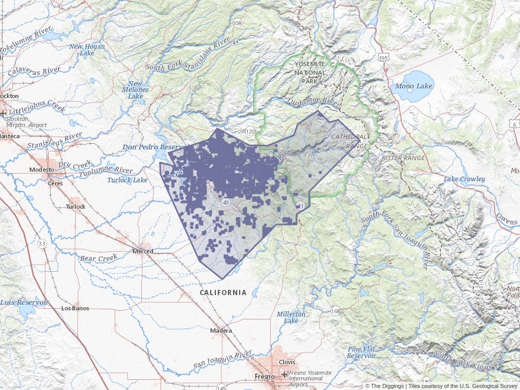 map of mariposa county california